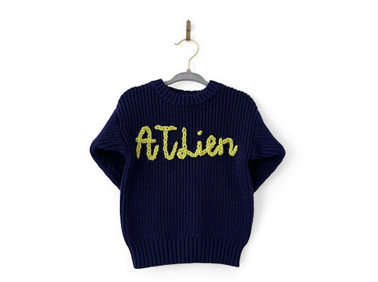 Navy ATLien Hand Embroidered Sweater