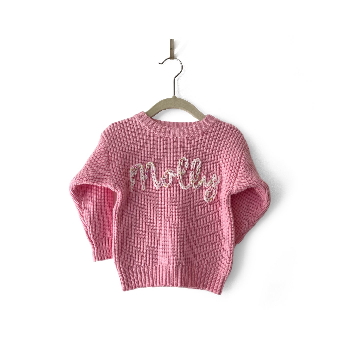 Bubblegum Pink Hand Embroidered Sweater