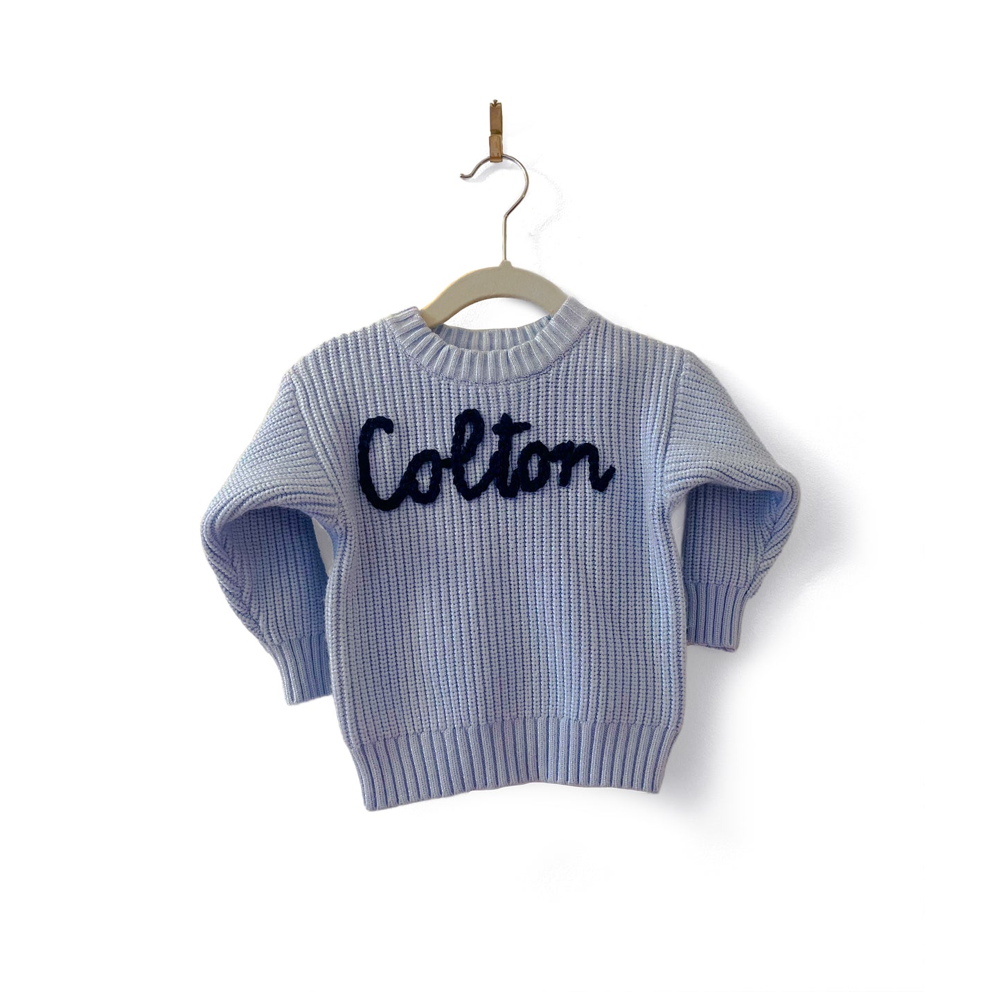 Sky Blue Hand Embroidered Sweater